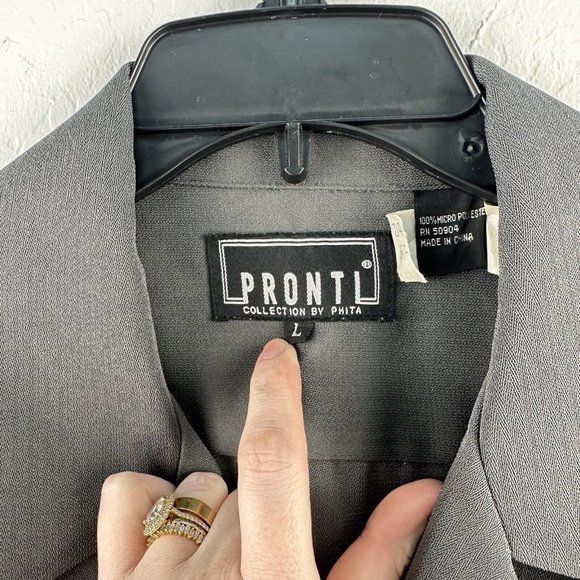 Vintage 80s PRONTI Shirt Men‎ L Gray Heavyweight Pockets Hipster Preppy - Picture 4 of 7